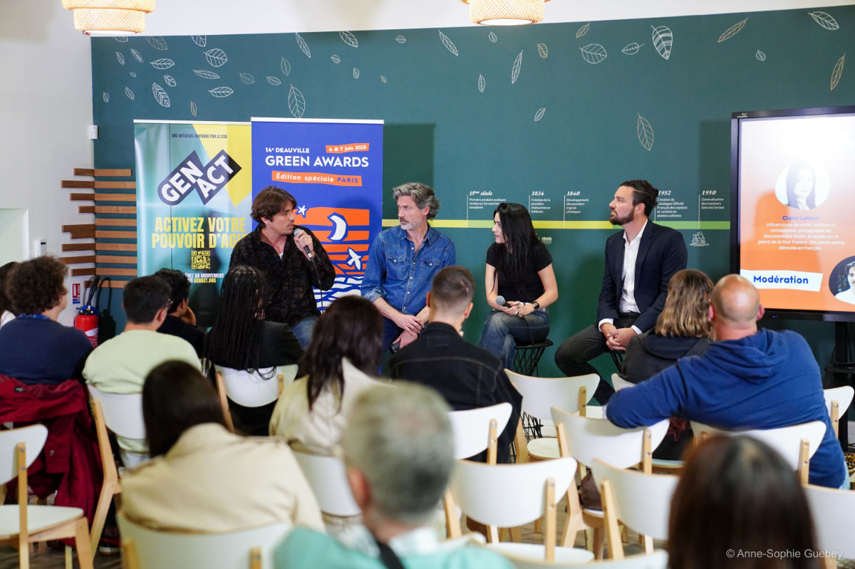 Table Ronde sur la Fast Fashion lors de la Journée Grand Public le 7 juin 2025 (De gauche à droite : Théo Nepipvoda, Yann Rivoallan, Claire Latour, Damien Pommeret) Table Ronde sur la Fast Fashion lors de la Journée Grand Public le 7 juin 2025